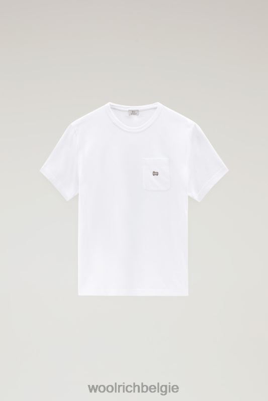 T-shirt van puur katoen met borstzak Woolrich Heren 8TTN0413 Helder wit kleding