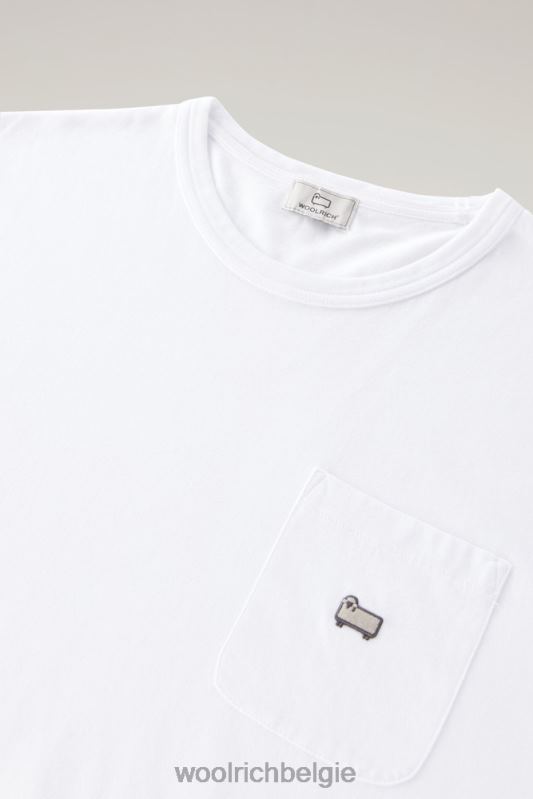 T-shirt van puur katoen met borstzak Woolrich Heren 8TTN0413 Helder wit kleding