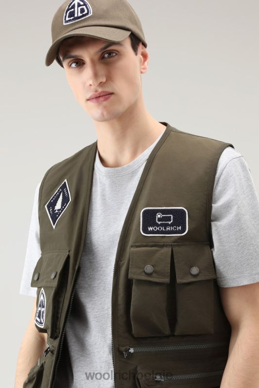 T-shirt van puur katoen met borstzak Woolrich Heren 8TTN0487 lichtgrijs gemêleerd kleding