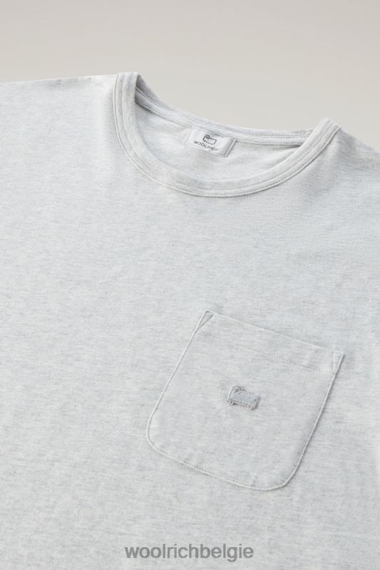 T-shirt van puur katoen met borstzak Woolrich Heren 8TTN0487 lichtgrijs gemêleerd kleding