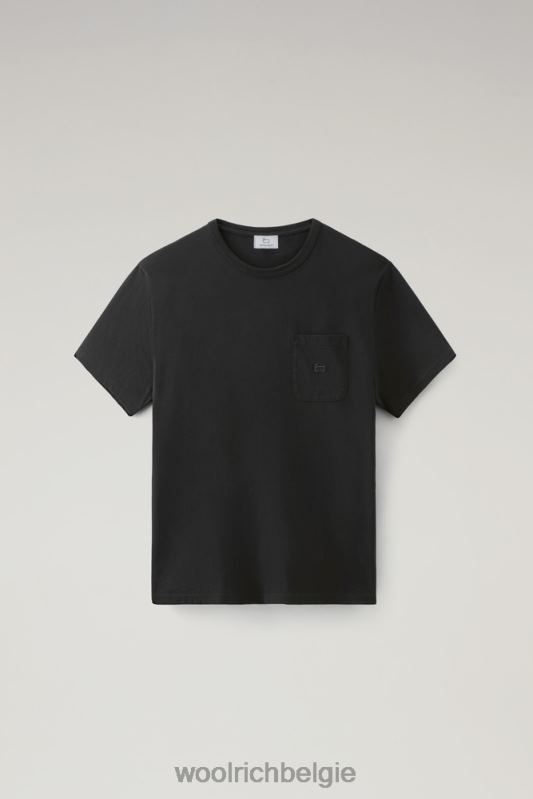 T-shirt van puur katoen met borstzak Woolrich Heren 8TTN0616 zwart kleding