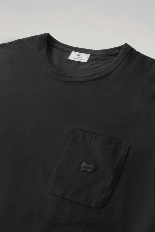 T-shirt van puur katoen met borstzak Woolrich Heren 8TTN0616 zwart kleding