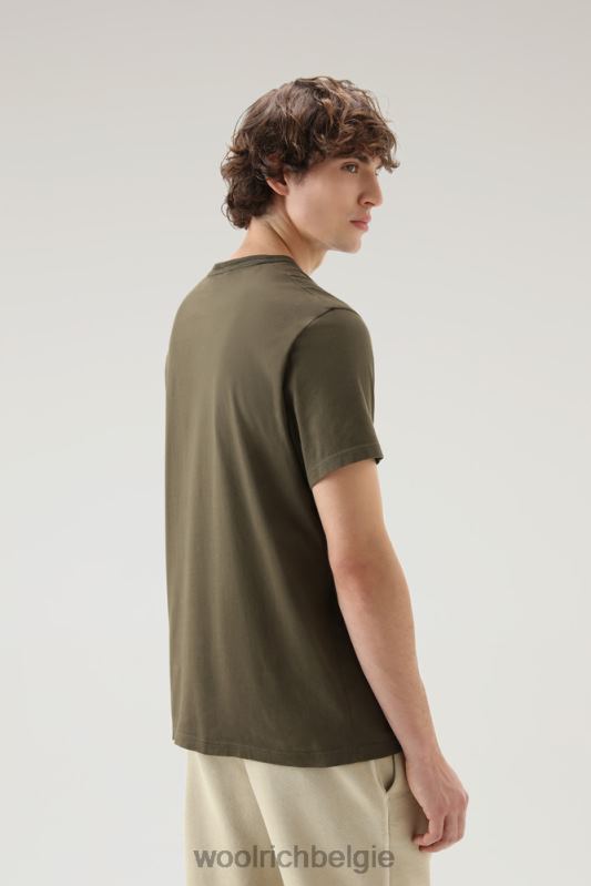 T-shirt van puur katoen met camouflage schapenlogo Woolrich Heren 8TTN0383 donkergroen kleding