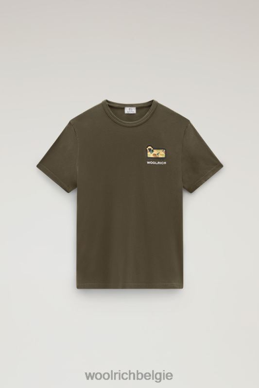T-shirt van puur katoen met camouflage schapenlogo Woolrich Heren 8TTN0383 donkergroen kleding