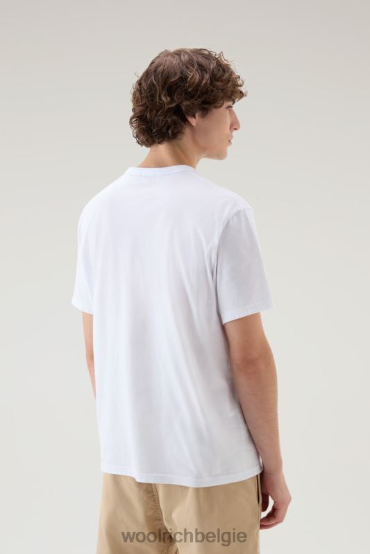 T-shirt van puur katoen met camouflage schapenlogo Woolrich Heren 8TTN0429 Helder wit kleding