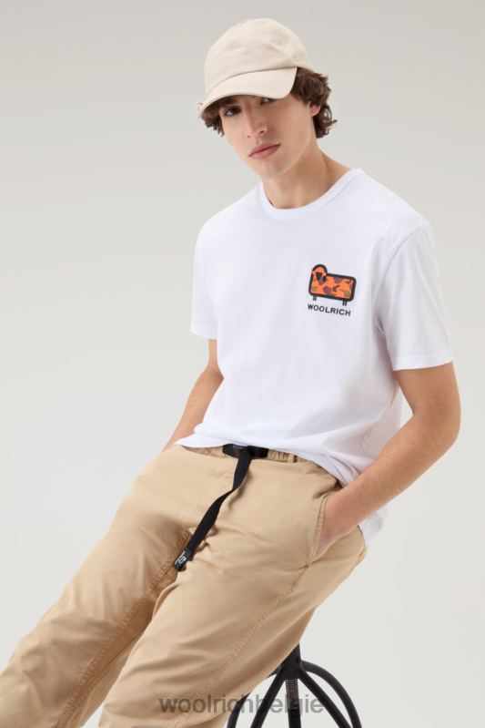 T-shirt van puur katoen met camouflage schapenlogo Woolrich Heren 8TTN0429 Helder wit kleding