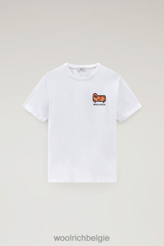 T-shirt van puur katoen met camouflage schapenlogo Woolrich Heren 8TTN0429 Helder wit kleding