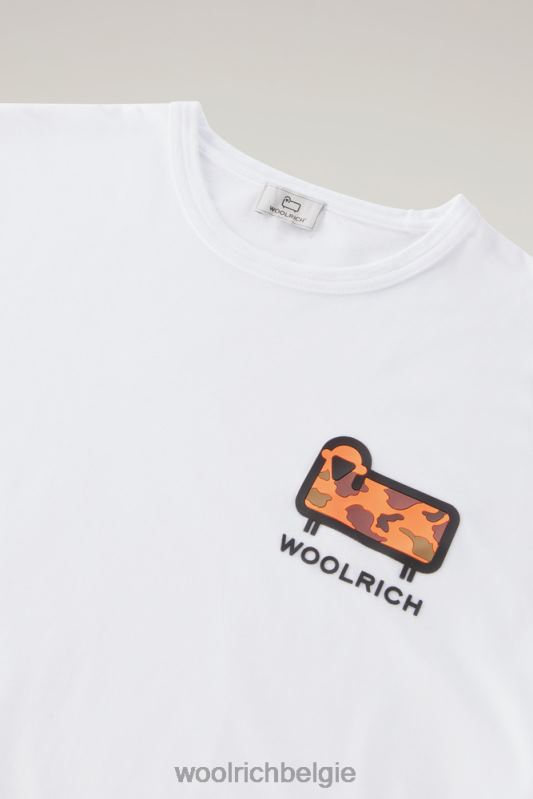 T-shirt van puur katoen met camouflage schapenlogo Woolrich Heren 8TTN0429 Helder wit kleding