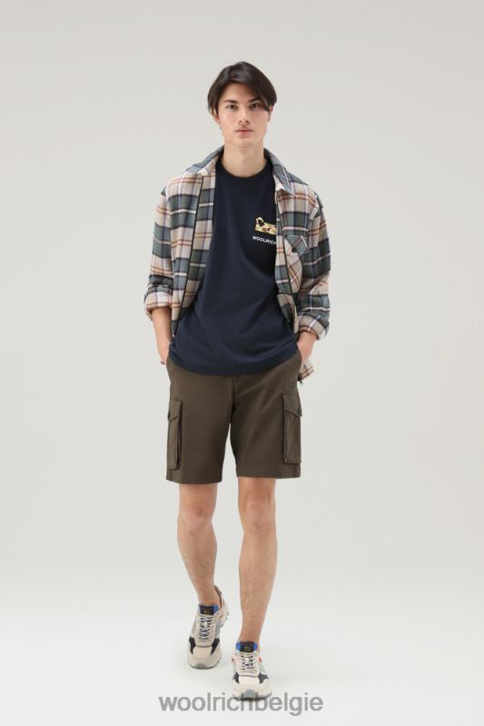 T-shirt van puur katoen met camouflage schapenlogo Woolrich Heren 8TTN0563 Melton blauw kleding