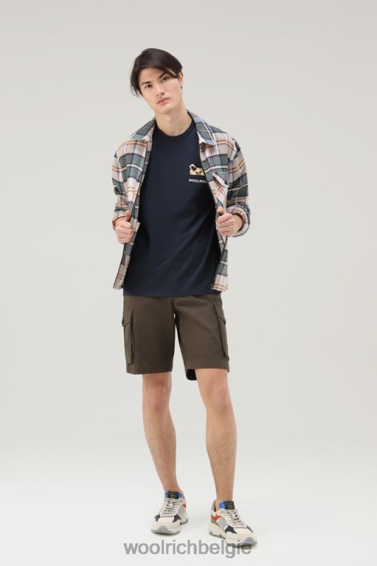 T-shirt van puur katoen met camouflage schapenlogo Woolrich Heren 8TTN0563 Melton blauw kleding