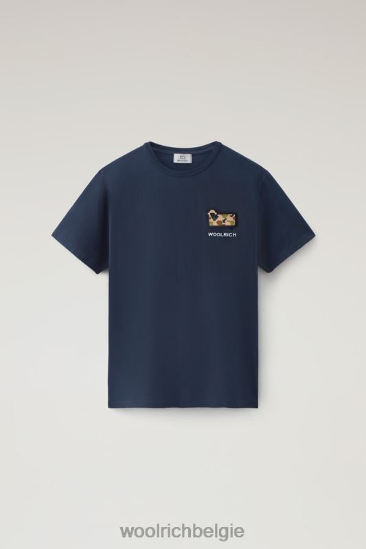 T-shirt van puur katoen met camouflage schapenlogo Woolrich Heren 8TTN0563 Melton blauw kleding