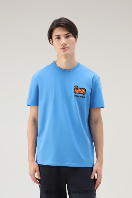 T-shirt van puur katoen met camouflage schapenlogo Woolrich Heren 8TTN0617 klokje blauw kleding