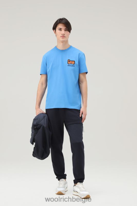 T-shirt van puur katoen met camouflage schapenlogo Woolrich Heren 8TTN0617 klokje blauw kleding