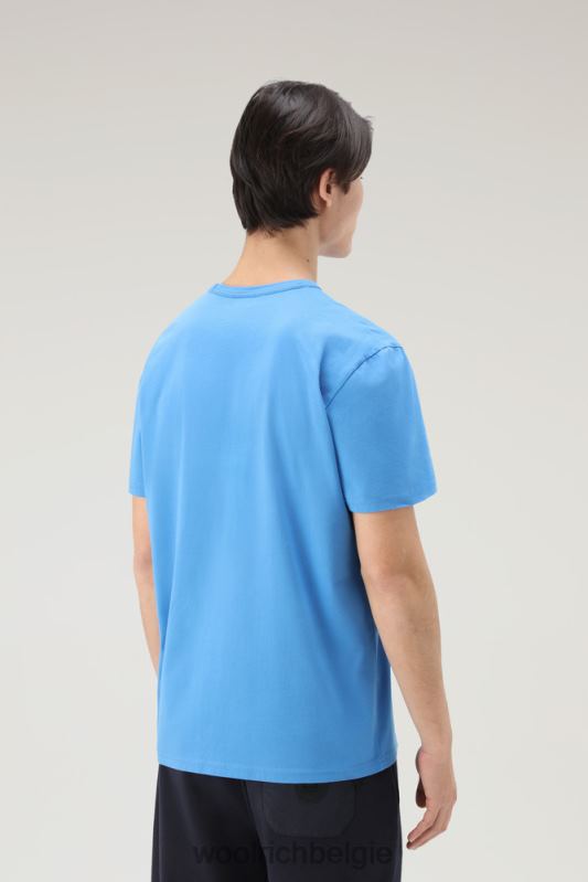 T-shirt van puur katoen met camouflage schapenlogo Woolrich Heren 8TTN0617 klokje blauw kleding