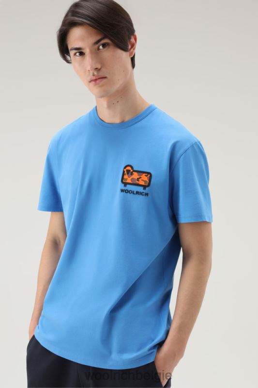 T-shirt van puur katoen met camouflage schapenlogo Woolrich Heren 8TTN0617 klokje blauw kleding