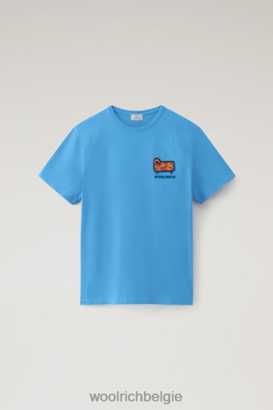 T-shirt van puur katoen met camouflage schapenlogo Woolrich Heren 8TTN0617 klokje blauw kleding