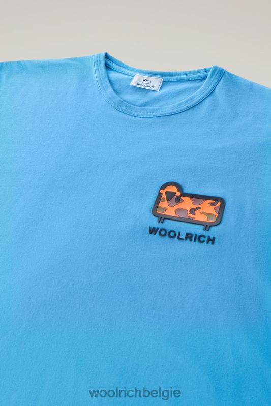 T-shirt van puur katoen met camouflage schapenlogo Woolrich Heren 8TTN0617 klokje blauw kleding