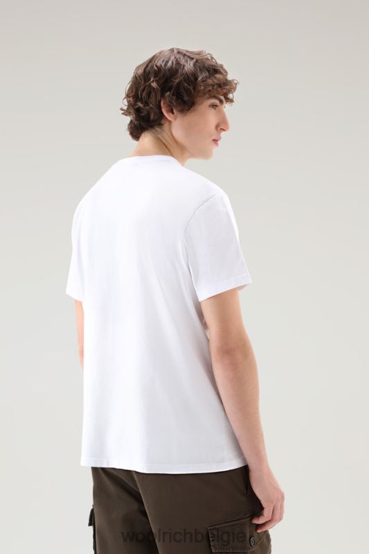 T-shirt van puur katoen met geanimeerd schapenlogo Woolrich Heren 8TTN0428 Helder wit kleding