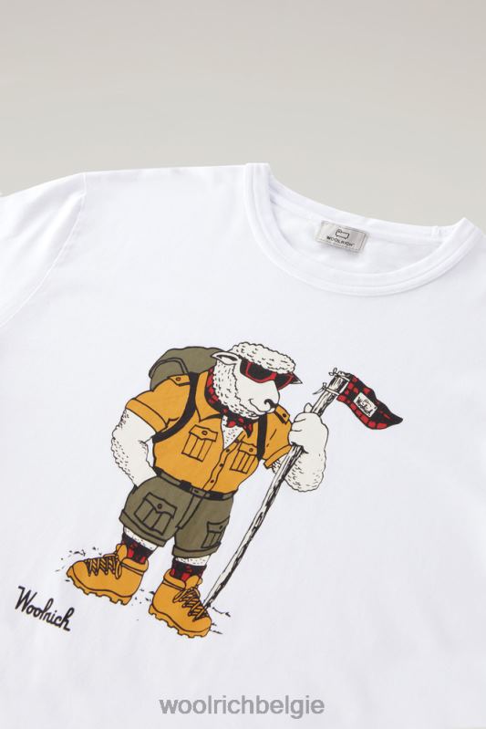 T-shirt van puur katoen met geanimeerd schapenlogo Woolrich Heren 8TTN0428 Helder wit kleding