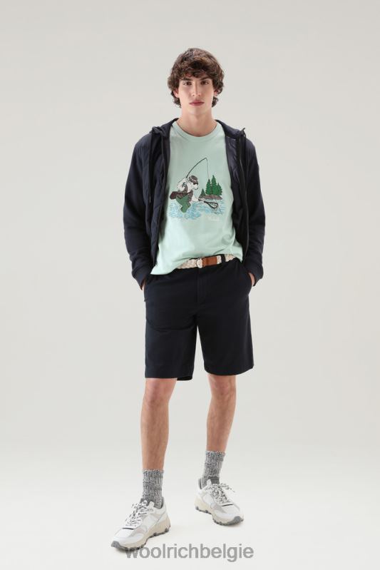 T-shirt van puur katoen met geanimeerd schapenlogo Woolrich Heren 8TTN0542 haven groen kleding