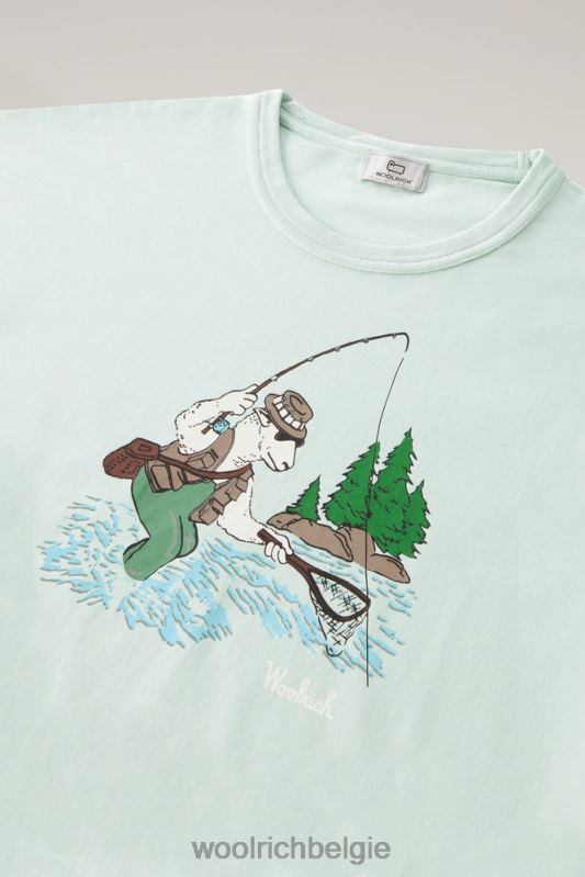 T-shirt van puur katoen met geanimeerd schapenlogo Woolrich Heren 8TTN0542 haven groen kleding