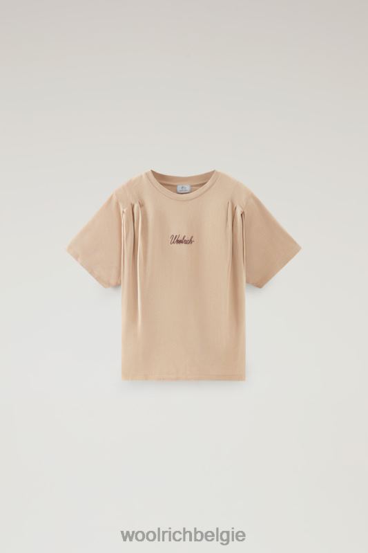 T-shirt van puur katoen met geplooide schouders Woolrich vrouwen 8TTN0119 veer beige kleding