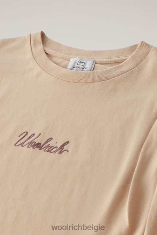 T-shirt van puur katoen met geplooide schouders Woolrich vrouwen 8TTN0119 veer beige kleding