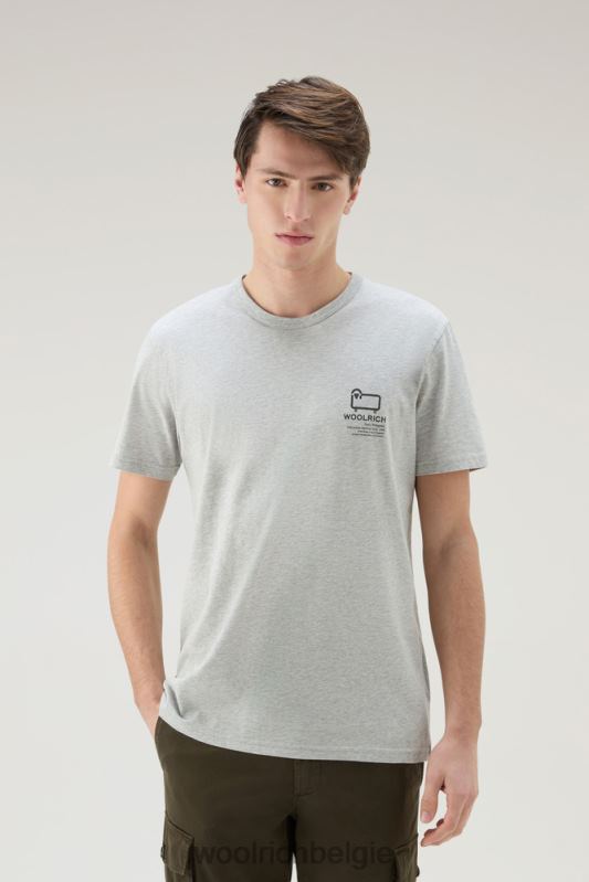 T-shirt van puur katoen met grafische Yellowstone-print Woolrich Heren 8TTN0434 lichtgrijs gemêleerd kleding