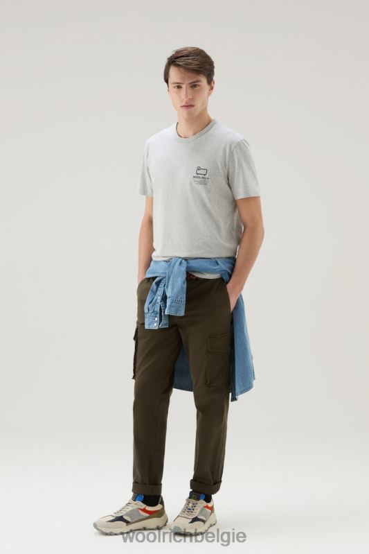 T-shirt van puur katoen met grafische Yellowstone-print Woolrich Heren 8TTN0434 lichtgrijs gemêleerd kleding