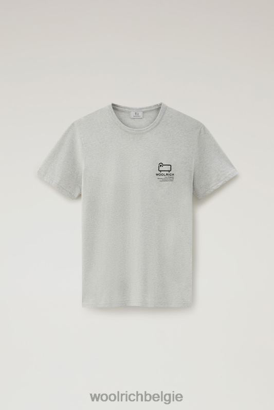 T-shirt van puur katoen met grafische Yellowstone-print Woolrich Heren 8TTN0434 lichtgrijs gemêleerd kleding