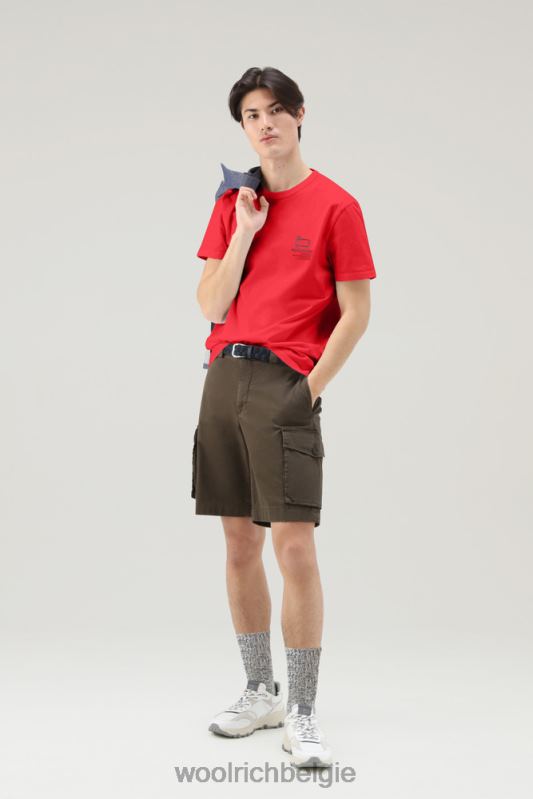T-shirt van puur katoen met grafische Yellowstone-print Woolrich Heren 8TTN0470 Rode lucht kleding