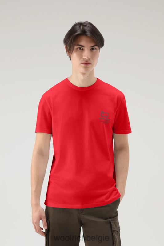 T-shirt van puur katoen met grafische Yellowstone-print Woolrich Heren 8TTN0470 Rode lucht kleding