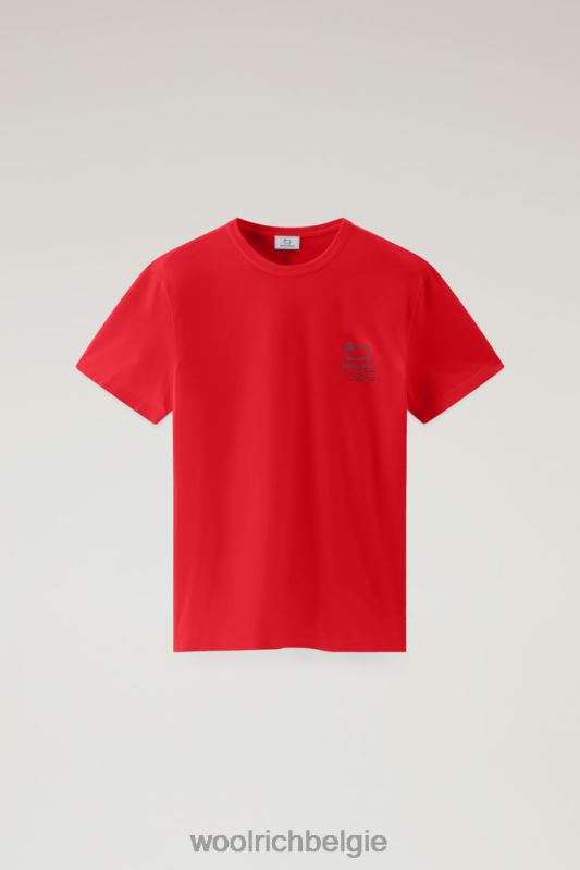 T-shirt van puur katoen met grafische Yellowstone-print Woolrich Heren 8TTN0470 Rode lucht kleding