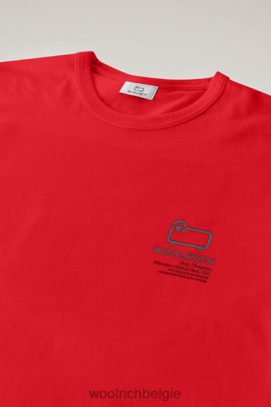 T-shirt van puur katoen met grafische Yellowstone-print Woolrich Heren 8TTN0470 Rode lucht kleding