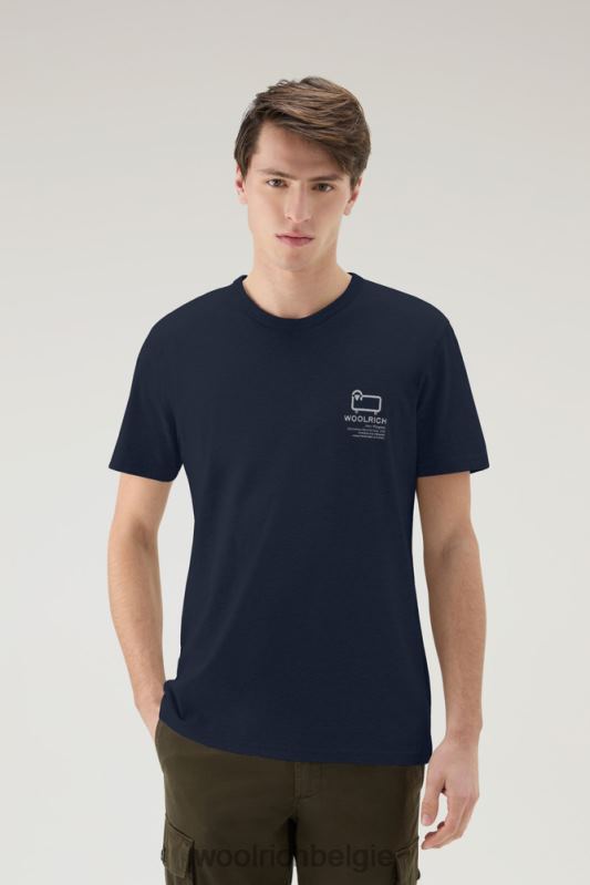 T-shirt van puur katoen met grafische Yellowstone-print Woolrich Heren 8TTN0519 Melton blauw kleding