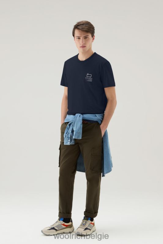 T-shirt van puur katoen met grafische Yellowstone-print Woolrich Heren 8TTN0519 Melton blauw kleding