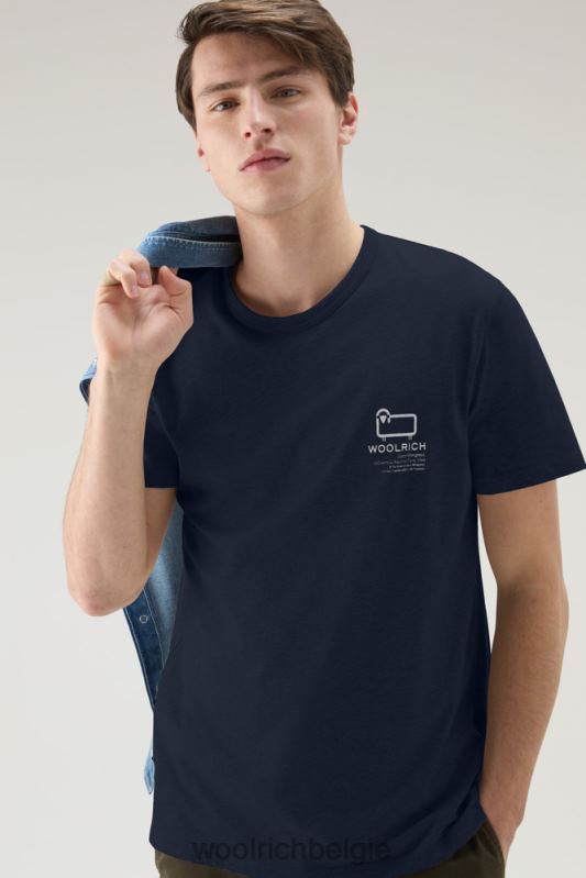 T-shirt van puur katoen met grafische Yellowstone-print Woolrich Heren 8TTN0519 Melton blauw kleding