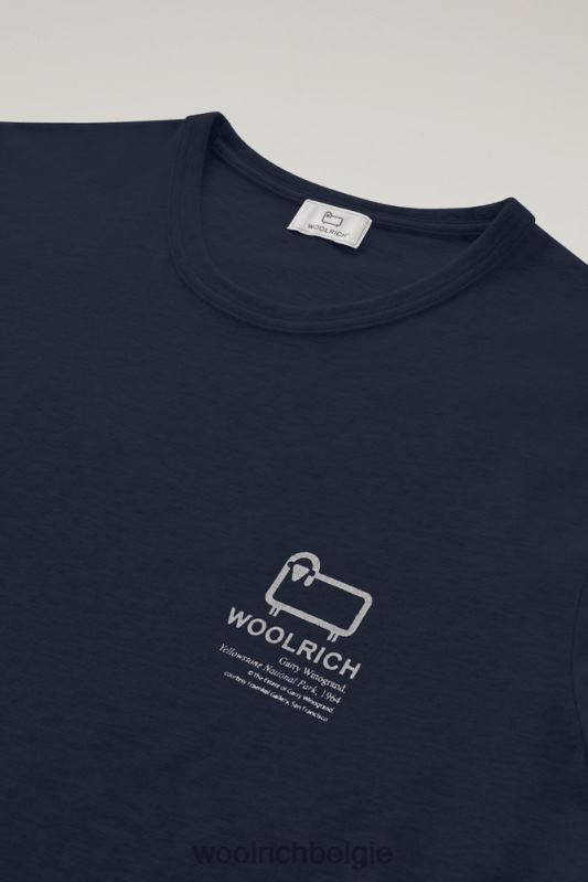 T-shirt van puur katoen met grafische Yellowstone-print Woolrich Heren 8TTN0519 Melton blauw kleding