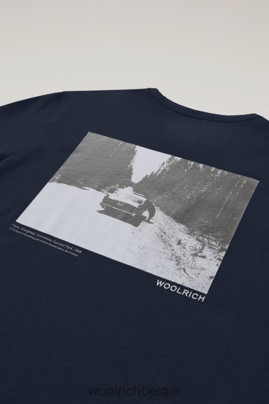 T-shirt van puur katoen met grafische Yellowstone-print Woolrich Heren 8TTN0519 Melton blauw kleding