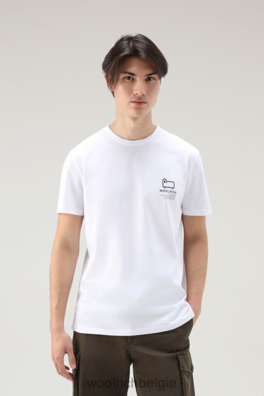T-shirt van puur katoen met grafische Yellowstone-print Woolrich Heren 8TTN0626 Helder wit kleding