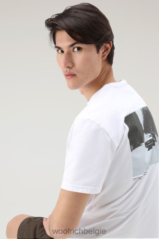 T-shirt van puur katoen met grafische Yellowstone-print Woolrich Heren 8TTN0626 Helder wit kleding