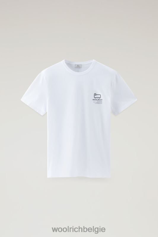 T-shirt van puur katoen met grafische Yellowstone-print Woolrich Heren 8TTN0626 Helder wit kleding