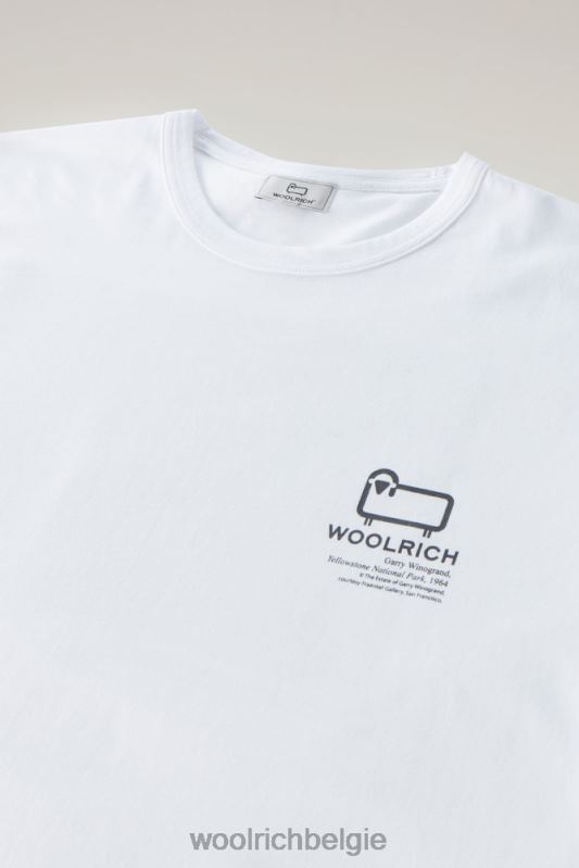 T-shirt van puur katoen met grafische Yellowstone-print Woolrich Heren 8TTN0626 Helder wit kleding