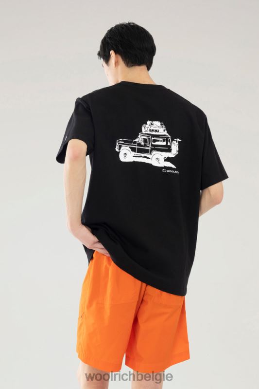 T-shirt van puur katoen met print op de achterkant Woolrich Heren 8TTN0610 zwart kleding