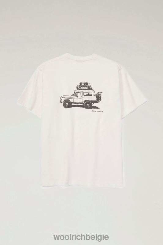 T-shirt van puur katoen met print op de achterkant Woolrich Heren 8TTN0629 wit kleding