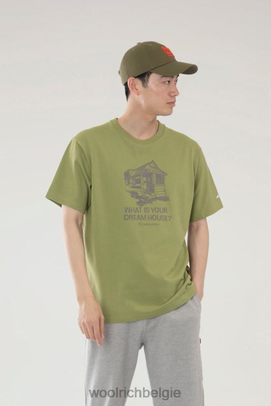 Tiny House T-shirt van puur katoen Woolrich Heren 8TTN0523 olijf kleding