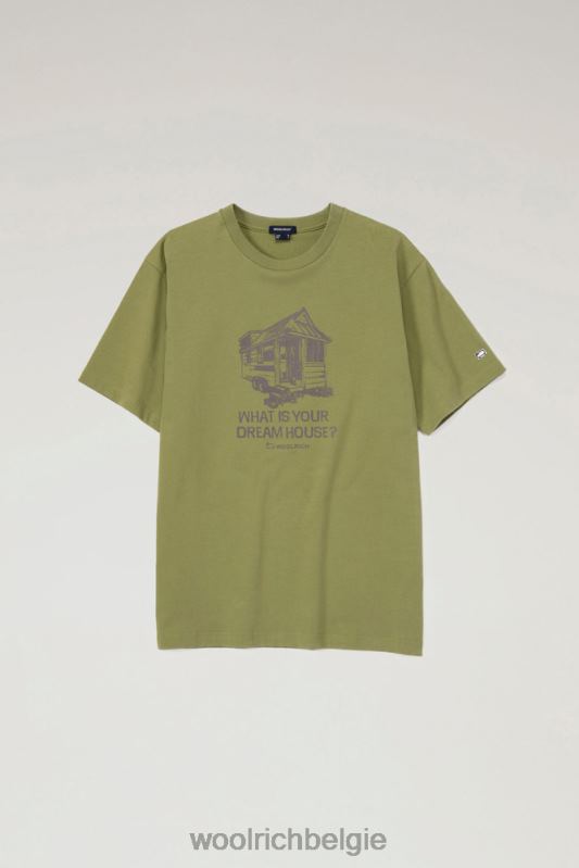 Tiny House T-shirt van puur katoen Woolrich Heren 8TTN0523 olijf kleding