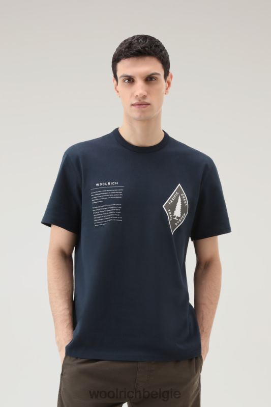 Trails T-shirt van puur katoen Woolrich Heren 8TTN0423 Melton blauw kleding