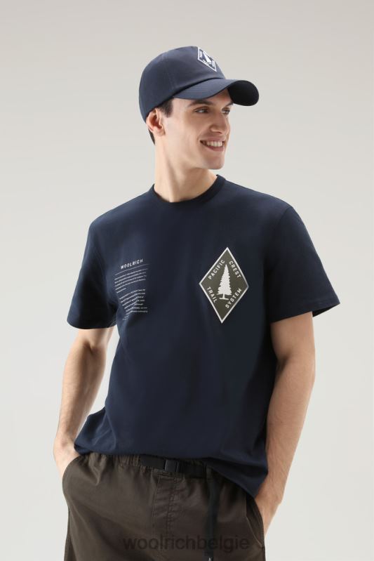 Trails T-shirt van puur katoen Woolrich Heren 8TTN0423 Melton blauw kleding