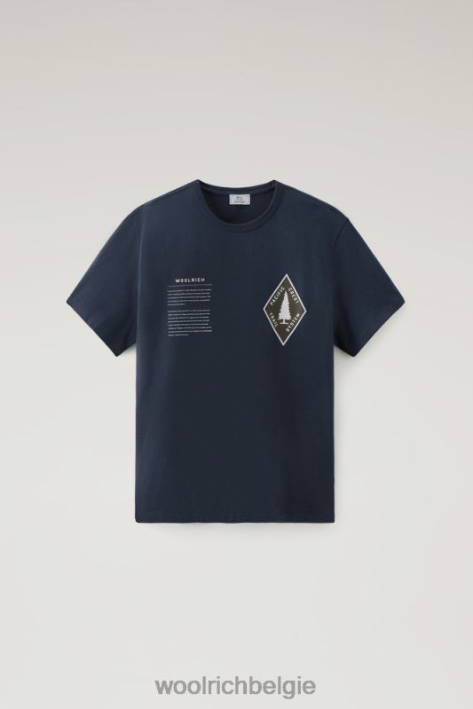 Trails T-shirt van puur katoen Woolrich Heren 8TTN0423 Melton blauw kleding